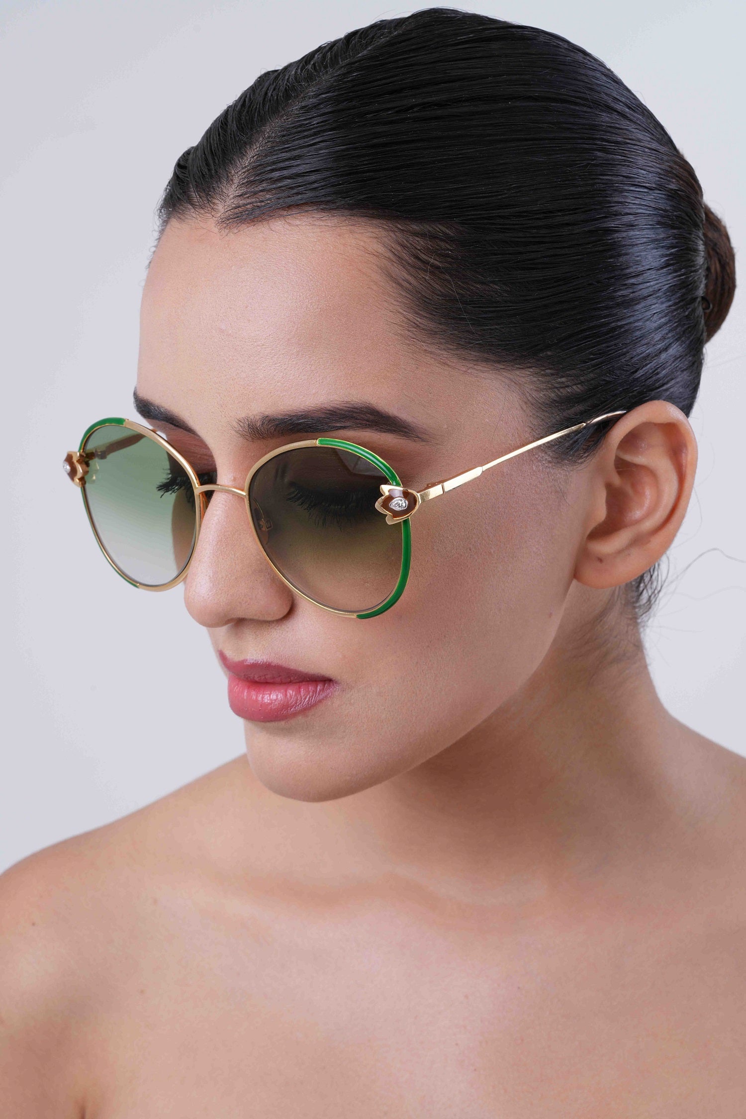 AURA GREEN ENAMEL GLASSES