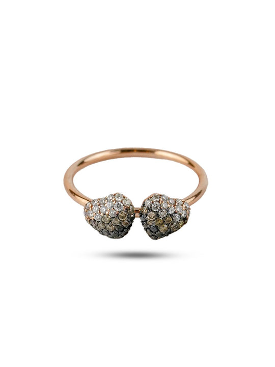 Amour Duet Twin Heart Ring