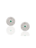 Étoile Emerald Pavé Diamond Stud Earrings in 18K Gold
