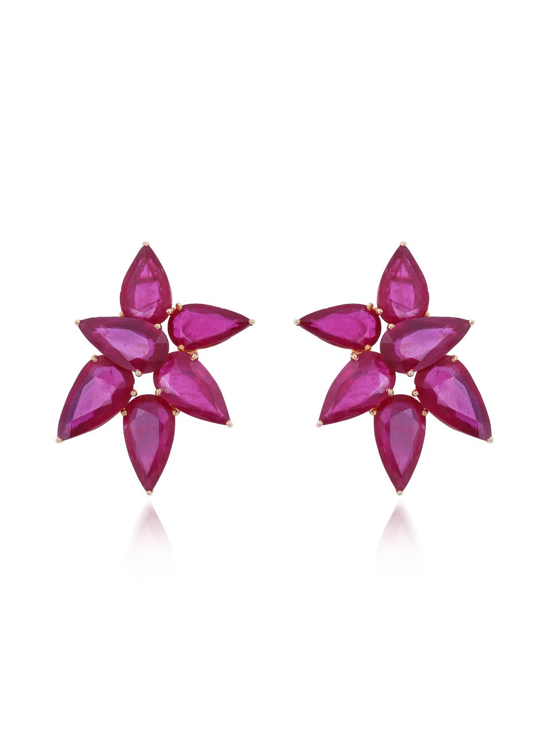 Izzari Rosé Ruby Floral Statement Earrings
