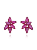 Izzari Rosé Ruby Floral Statement Earrings
