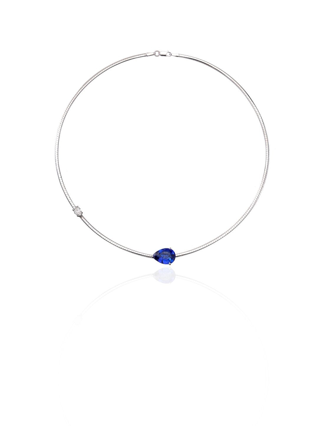 Sapphire Diamond Pendant Necklace in 18K Gold