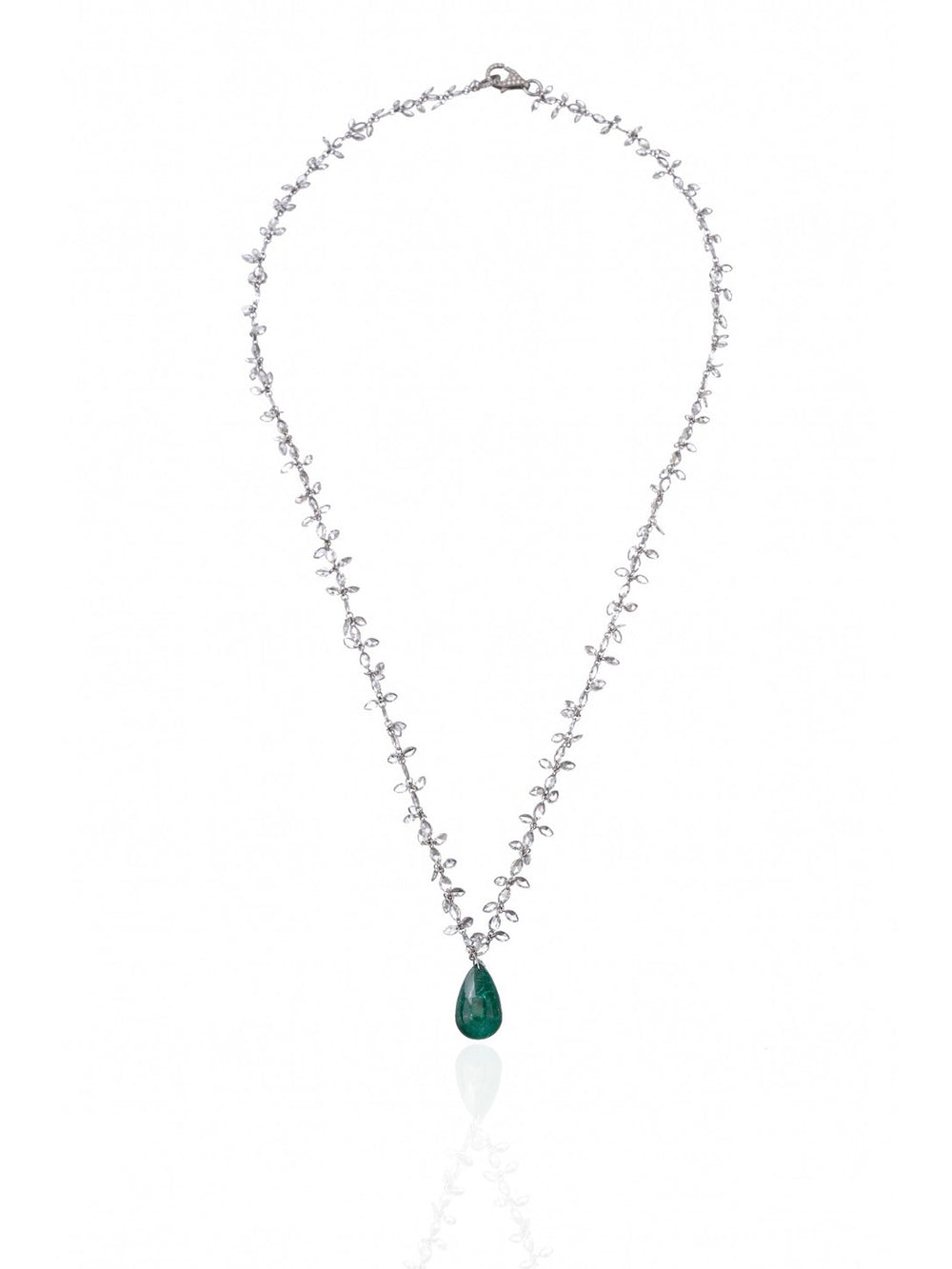 Emerald Dew Drop Diamond Necklace in 18K Gold | Luxury Fine Jewellery