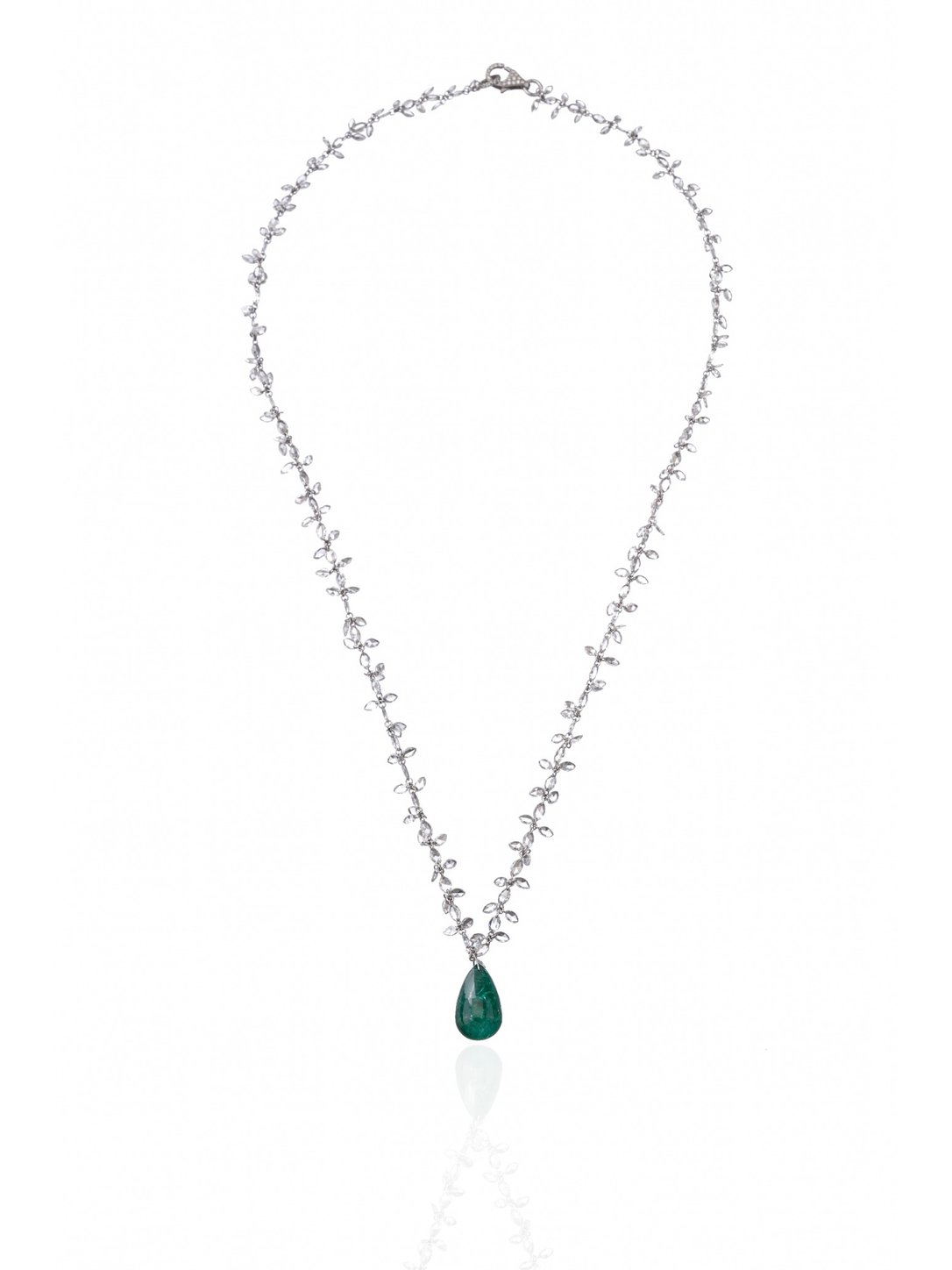 Emerald Dew Drop Diamond Necklace in 18K Gold | Luxury Fine Jewellery