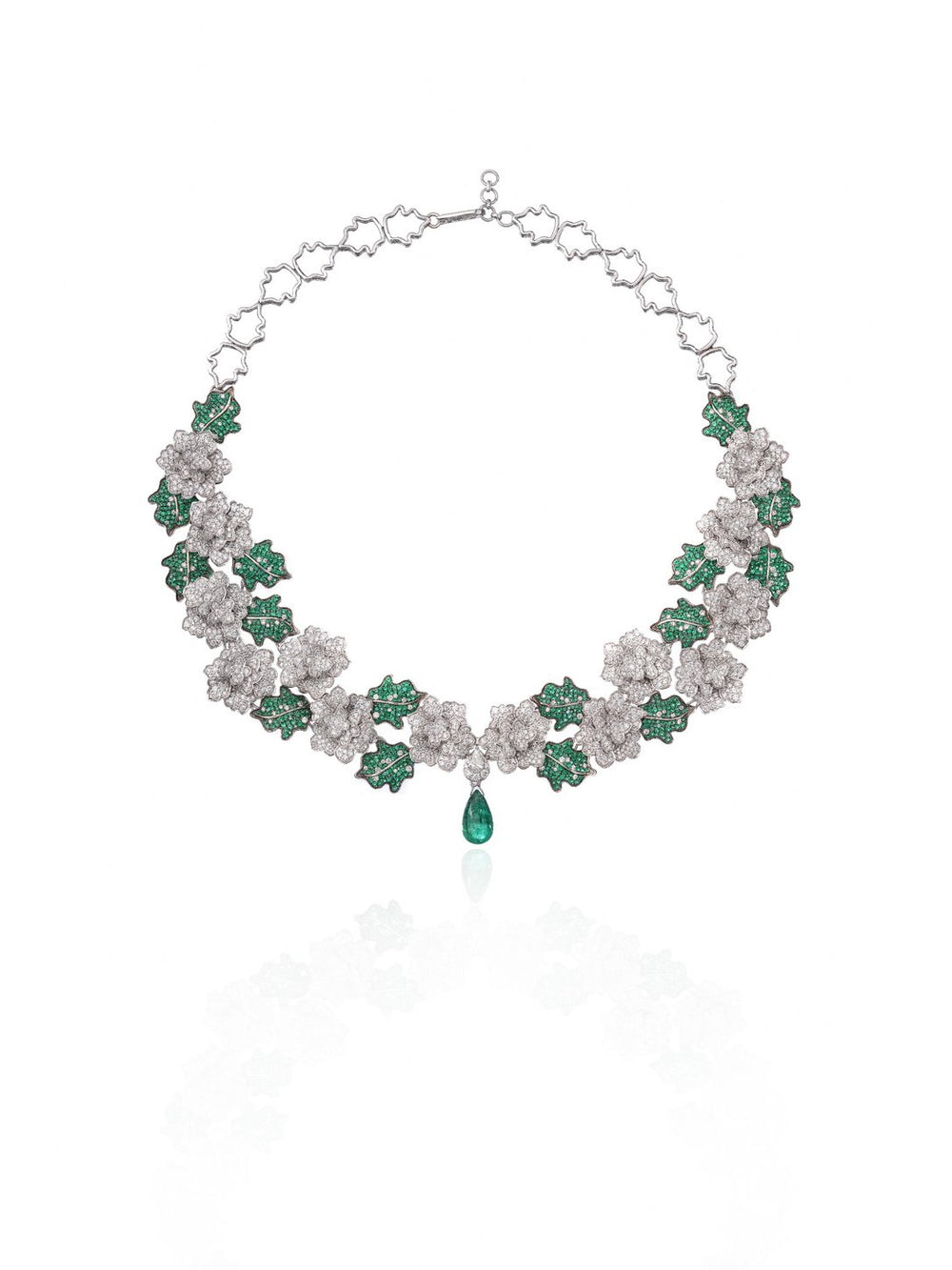Verdelle Emerald Diamond Statement Necklace in 18K Gold | Luxury Fine Jewellery