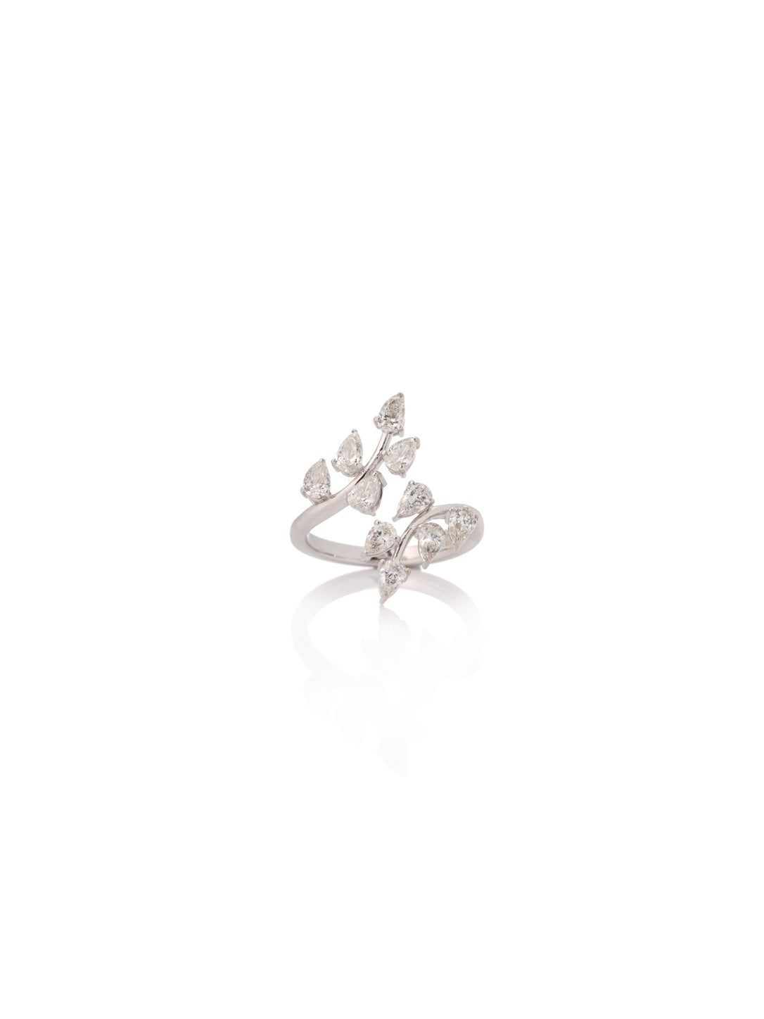 Starlit Marquise Diamond Ring in 18K white gold with natural diamonds – front view