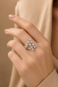 Starlit Marquise Diamond Ring in 18K white gold with natural diamonds worn on a hand