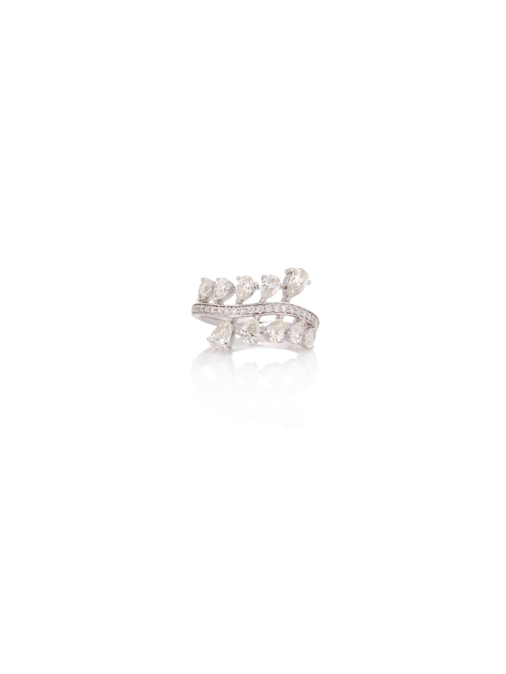 n Teardrop Diamond Ring in 18K yellow gold with natural diamonds – front view