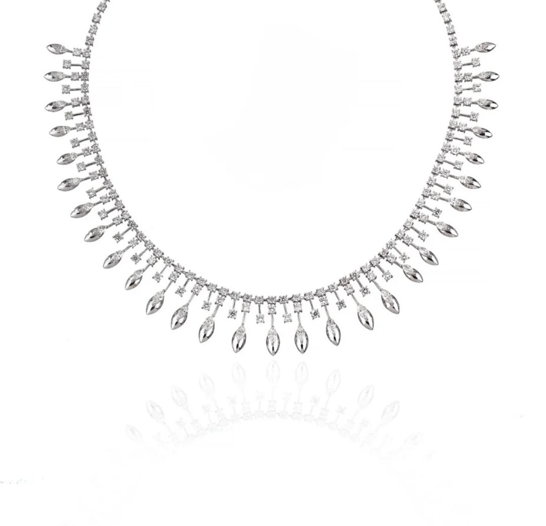 Pink Diamond Statement Necklace in 18K Gold