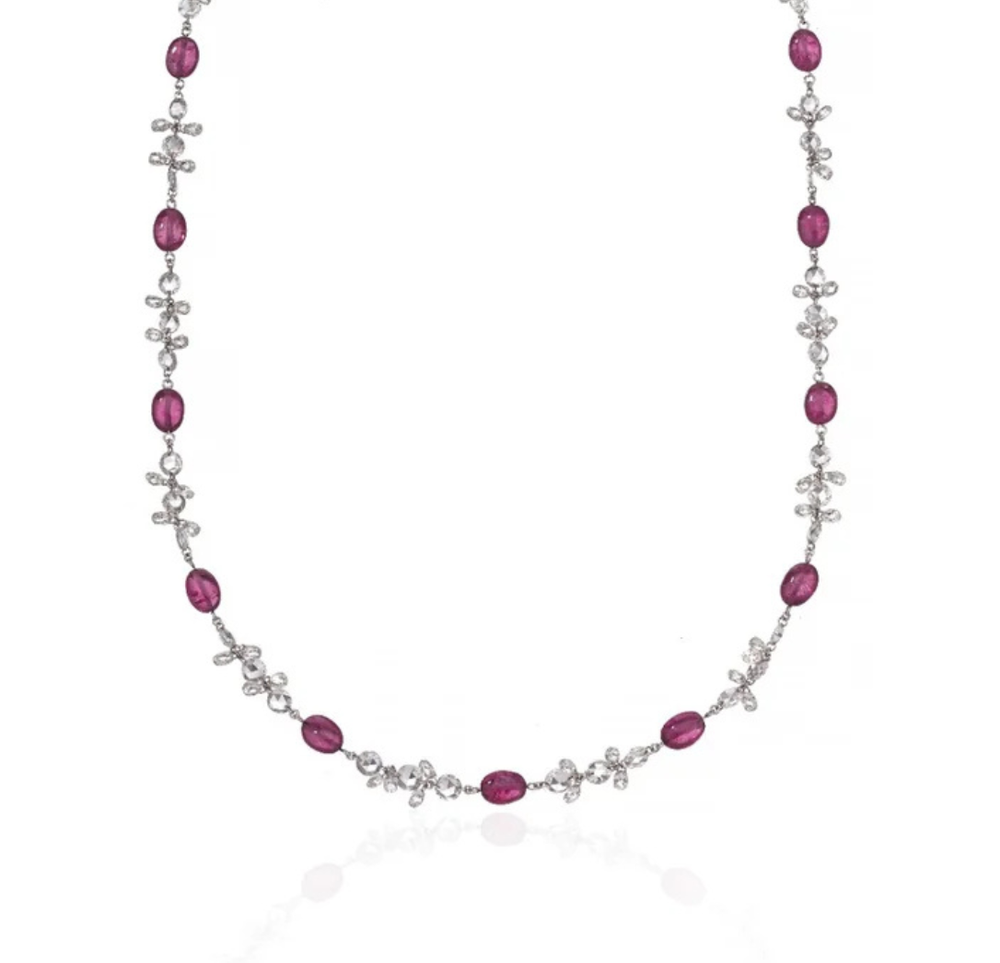 Ruby Charm Diamond Station Necklace in 18K Gold | Luxury Fine Jewellery