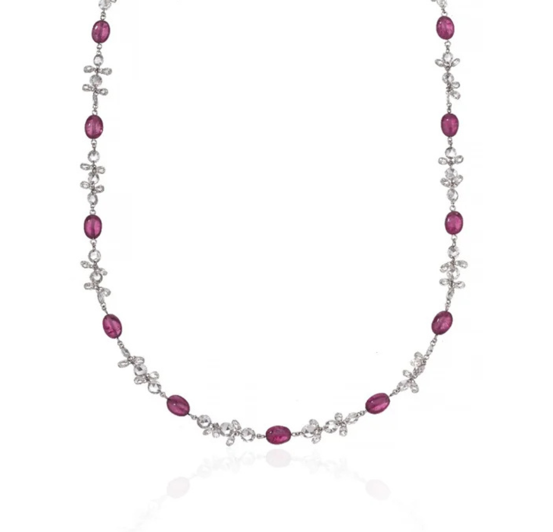 Ruby Charm Diamond Station Necklace in 18K Gold | Luxury Fine Jewellery