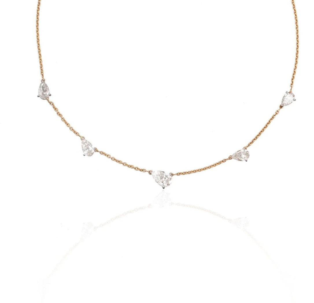 Aurielle Diamond Station Necklace in 18K Gold | Luxury Fine Jewellery