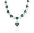 Royal Emerald Drop Diamond Statement Necklace in 18K Gold | Luxury High Jewellery