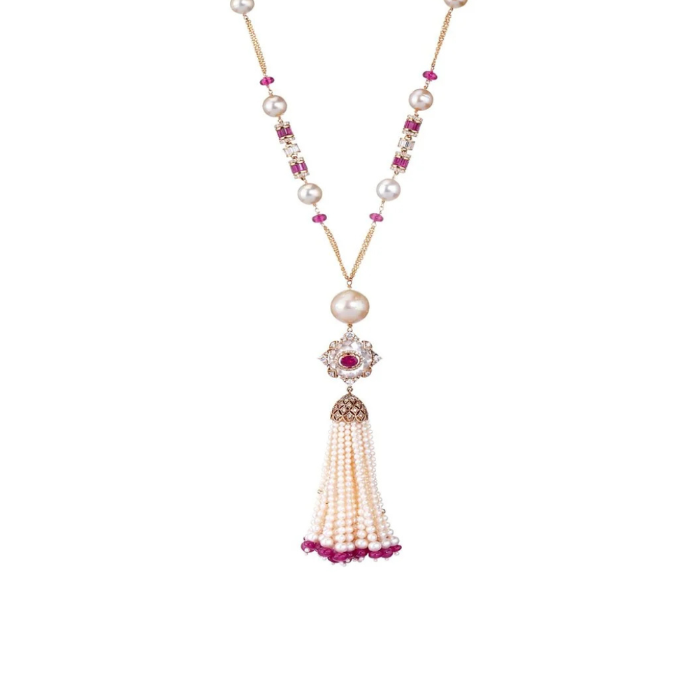 Ruby Diamond Statement Necklace in 18K Gold