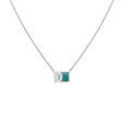 Emerald Accent Diamond Pendant Necklace in 18K Gold