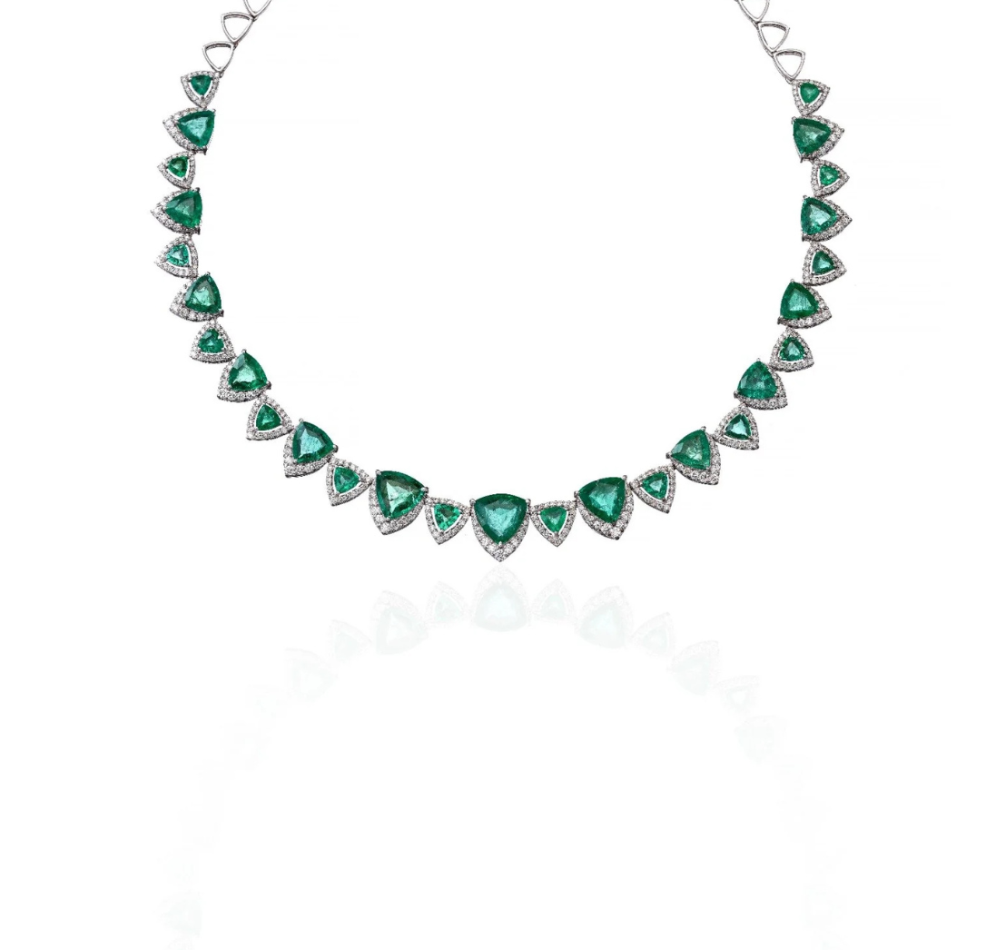 Emerald Royale Diamond Tennis Necklace in 18K Gold | Luxury Statement Fine Jewellery