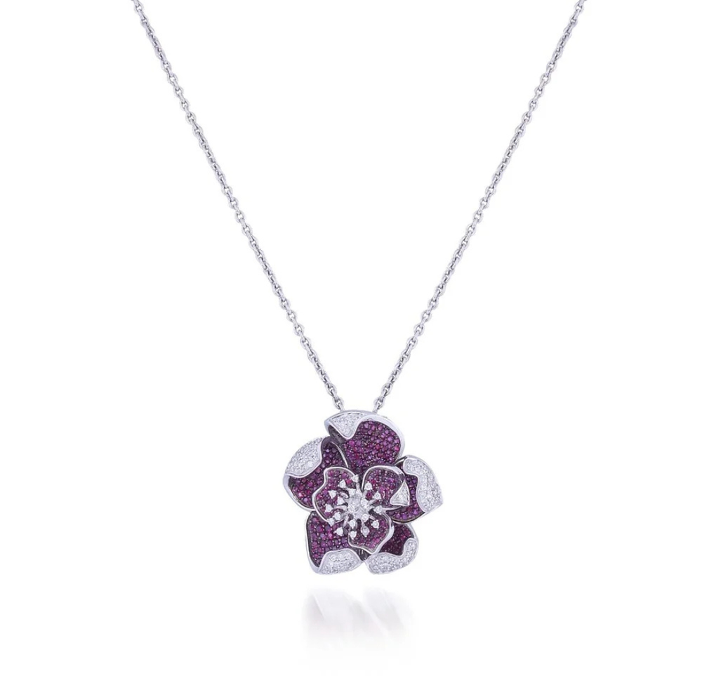 Eternal Rose Diamond Pendant Necklace in 18K Gold