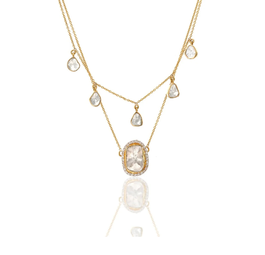 Izzari Celeste Layered Diamond Necklace in 18K Gold