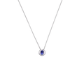 18K White Gold Blue Sapphire Diamond Pendant Necklace