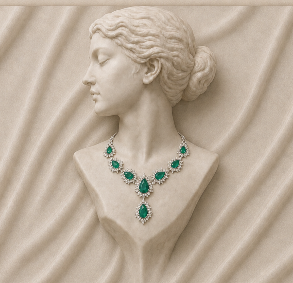 Imperial Diamond Waterfall Statement Necklace in 18K Gold | Luxury High Jewellery