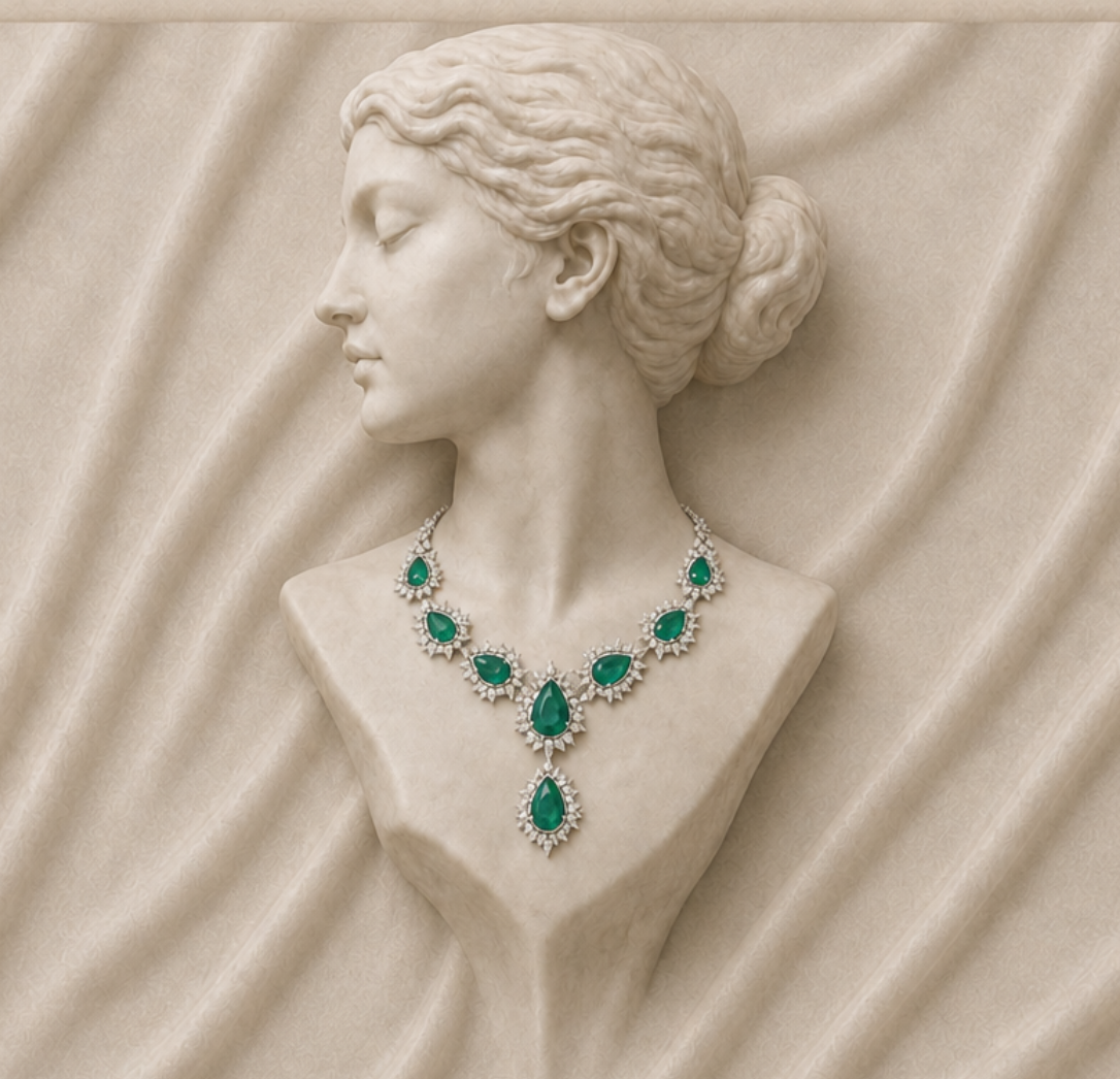 Imperial Diamond Waterfall Statement Necklace in 18K Gold | Luxury High Jewellery