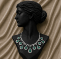 Emerald Diamond Statement Necklace in 18K White Gold | Luxury Fine Jewellery
