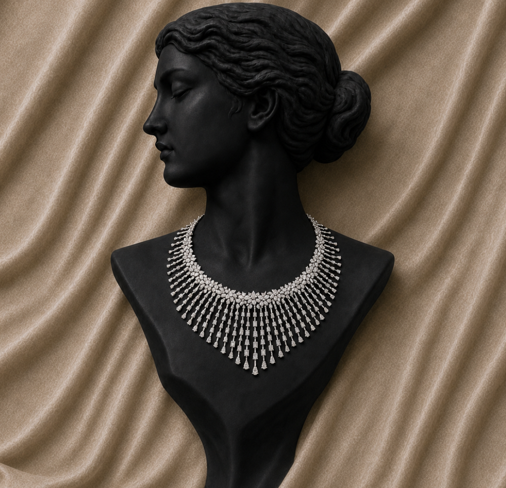 Izzari Majestic Fancy Cut Diamond Statement Necklace in 18K Gold