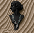 14K White Gold Emerald Layered Diamond Necklace