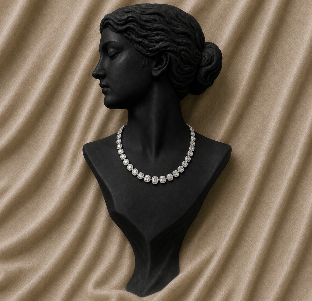 Pearl Diamond Statement Necklace in 18K Gold
