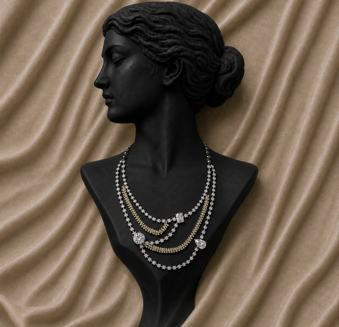 Éternelle Layered Diamond Necklace Set in 18K Gold | Luxury Fine Jewellery