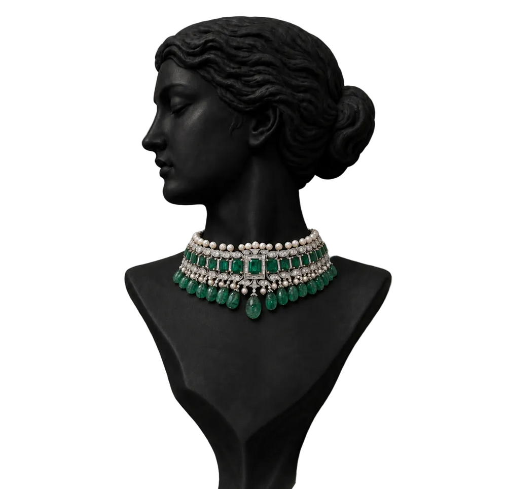 Zafrina Emerald Polki Bridal Set