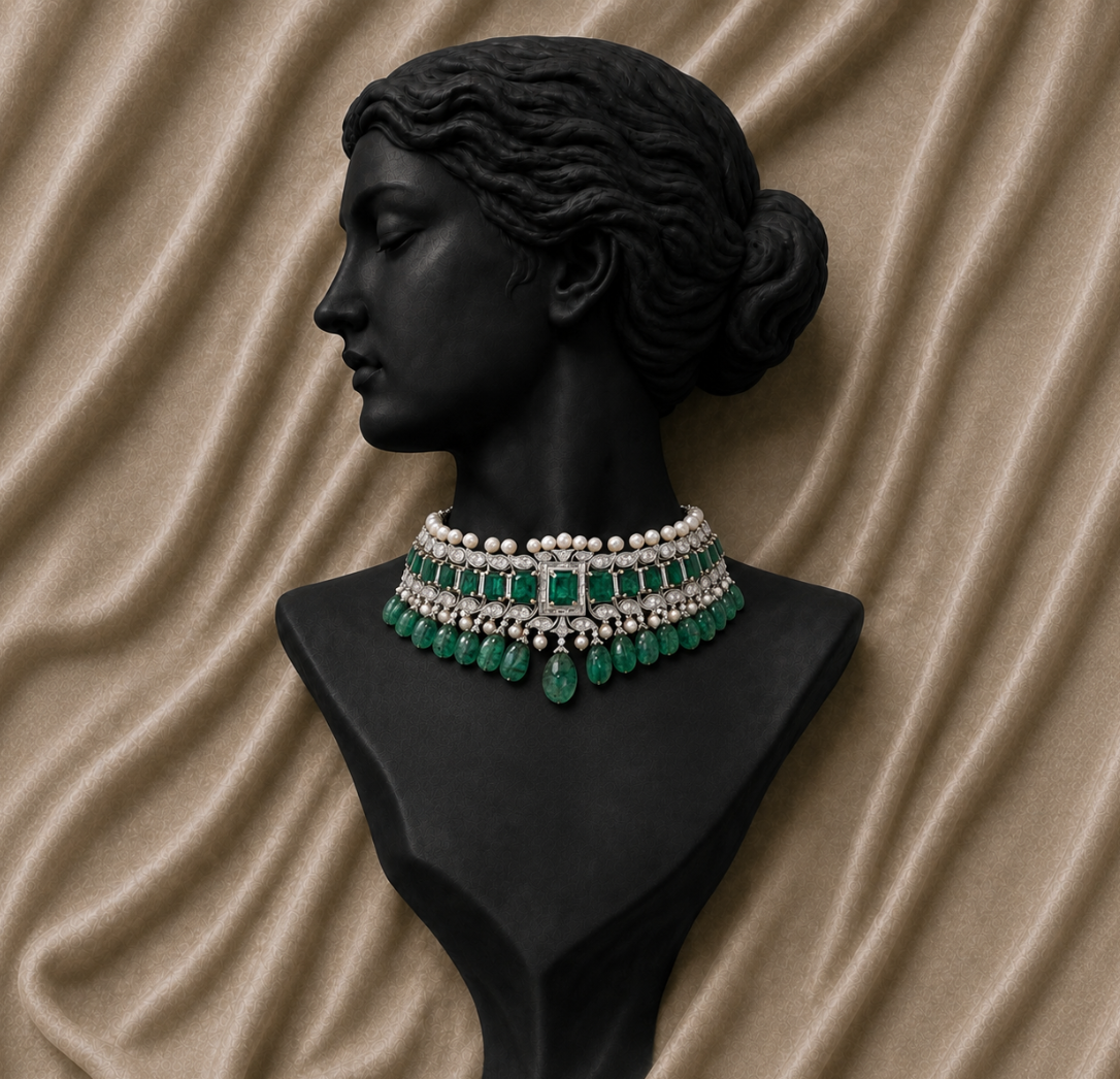 Zafrina Emerald Polki Bridal Set