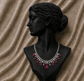 14K White Gold Ruby Diamond Statement Necklace
