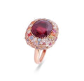 18K Rose Gold Ruby Halo Cocktail Ring