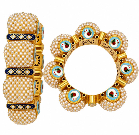 Noor Basra Pearl Heritage Bangle in 22K Gold