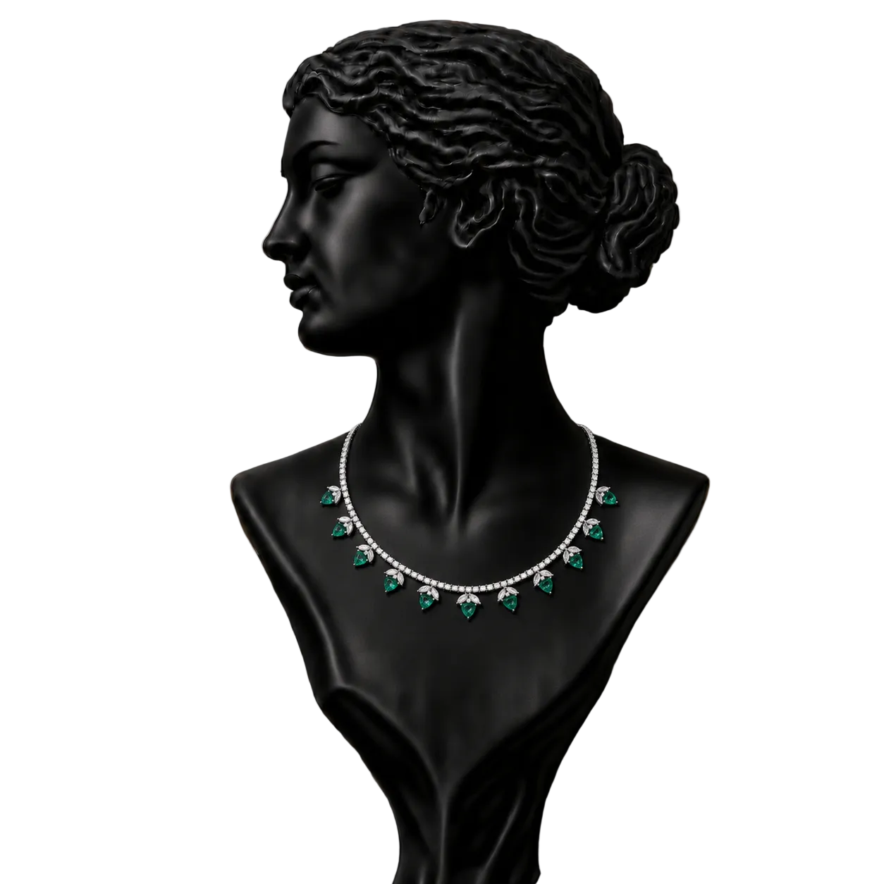 Emerald Drop Fringe Diamond Necklace in 18K Gold | Luxury Statement Fine Jewellery