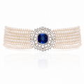 Izzari Regal Sapphire Diamond Necklace in 14K Gold