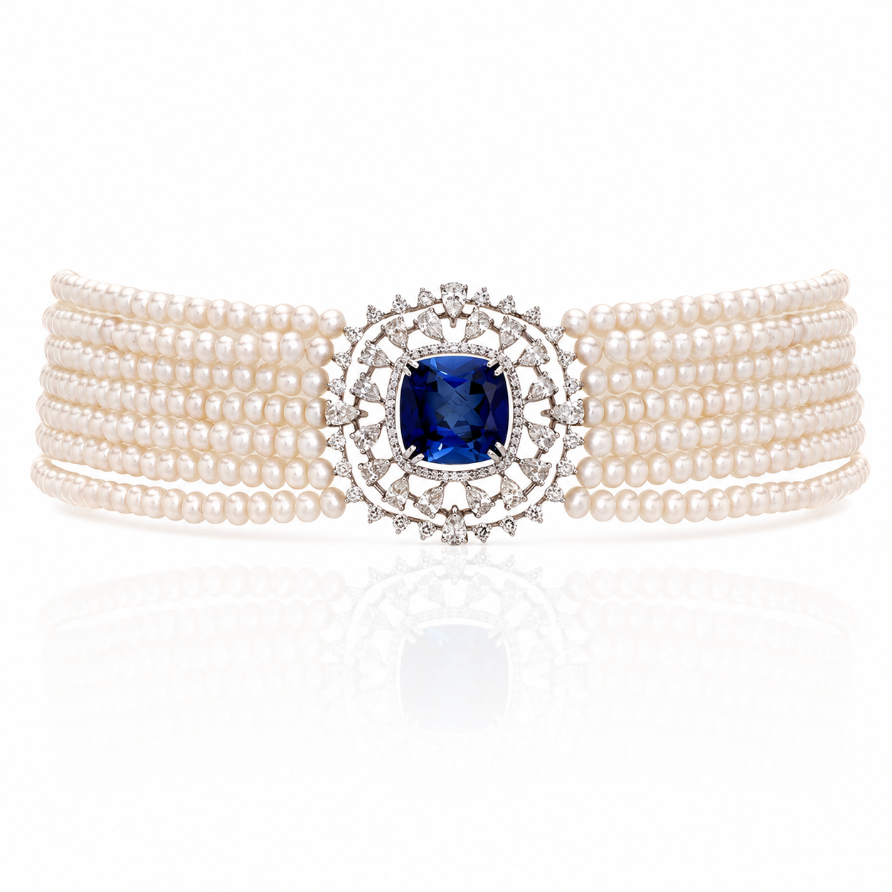 Izzari Regal Sapphire Diamond Necklace in 14K Gold
