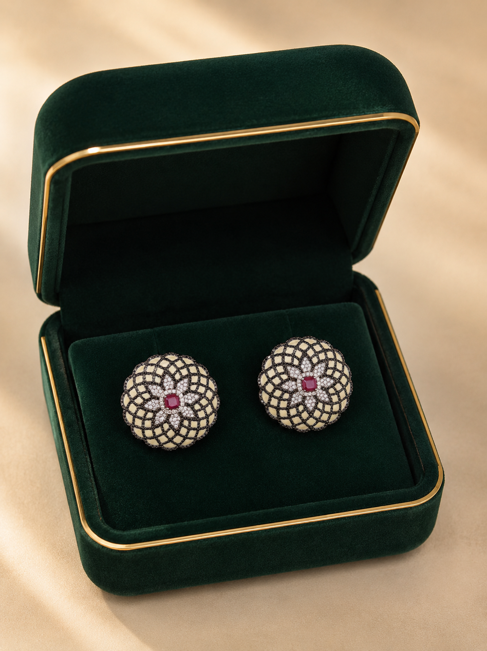 Seraphina Ruby Scale Diamond Earrings