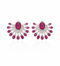 Ruby Halo Diamond Statement Earrings in 18K White Gold | Luxury Fine Jewellery