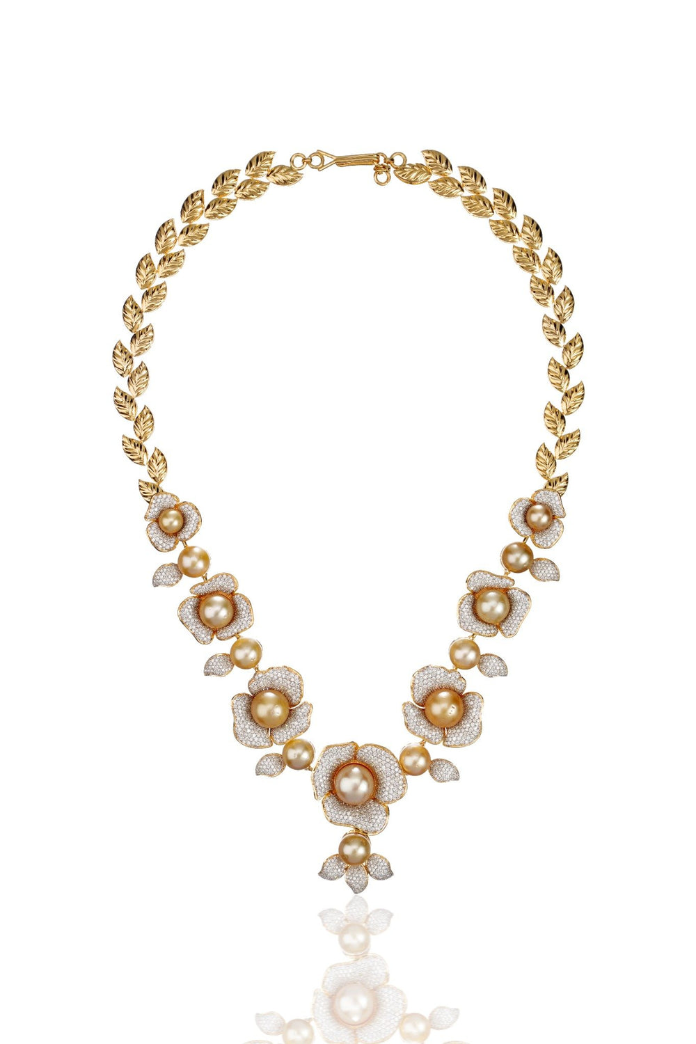 Aurora Floral Diamond Statement Necklace in 18K Gold | Luxury Fine Jewellery