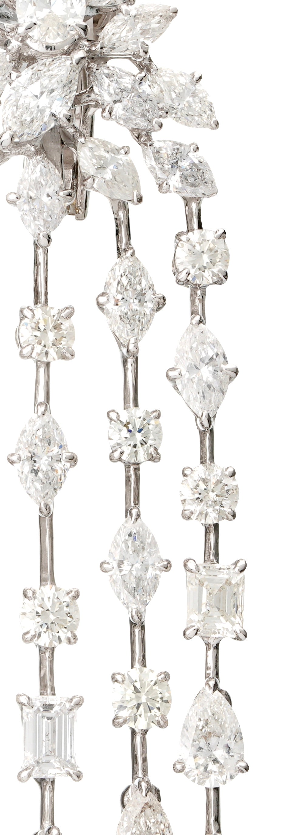Étoile Cascade Diamond Chandelier Earrings in 18K White Gold