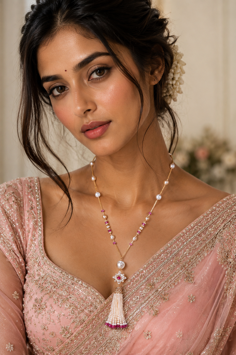 Ruby Diamond Statement Necklace in 18K Gold