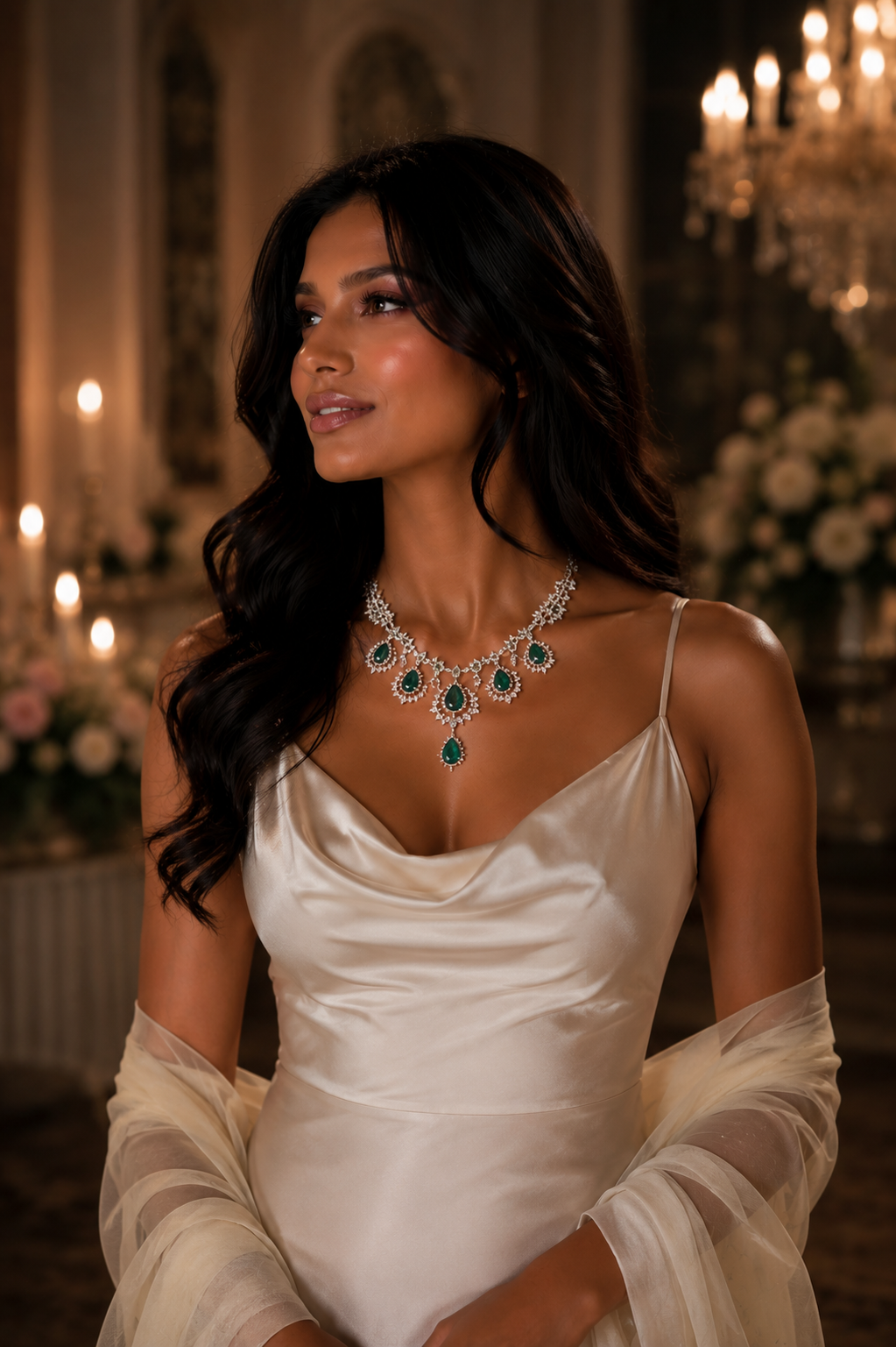Imperial Diamond Waterfall Statement Necklace in 18K Gold | Luxury High Jewellery