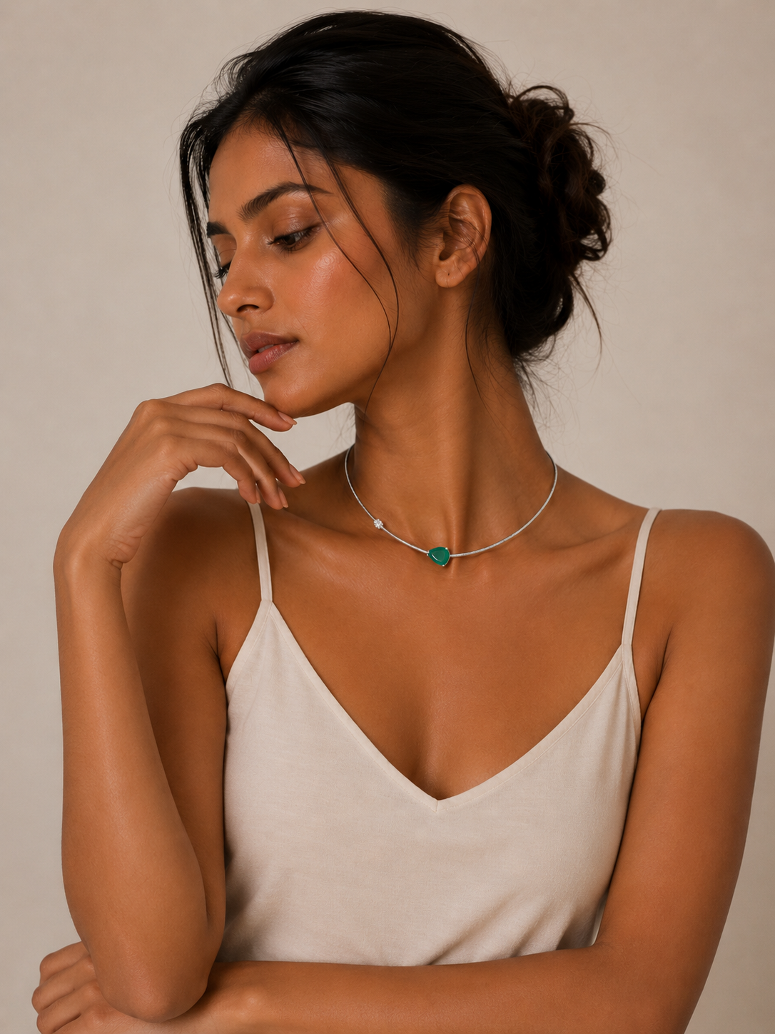 Emerald Whisper Solitaire Necklace in 18K Gold | Luxury Fine Jewellery