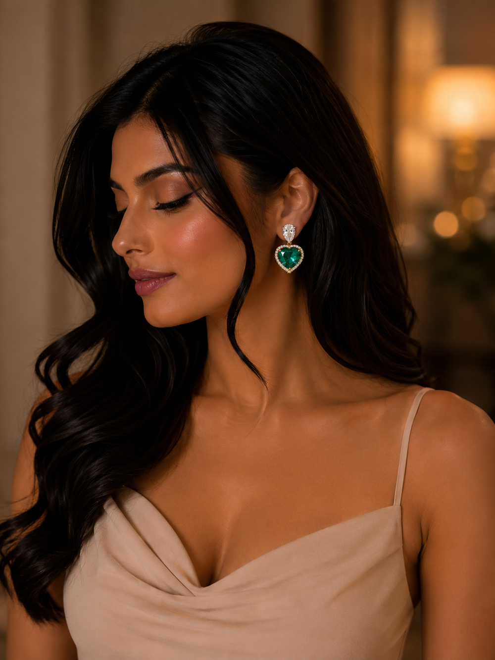 Verde Amour Emerald Heart Drop Earrings