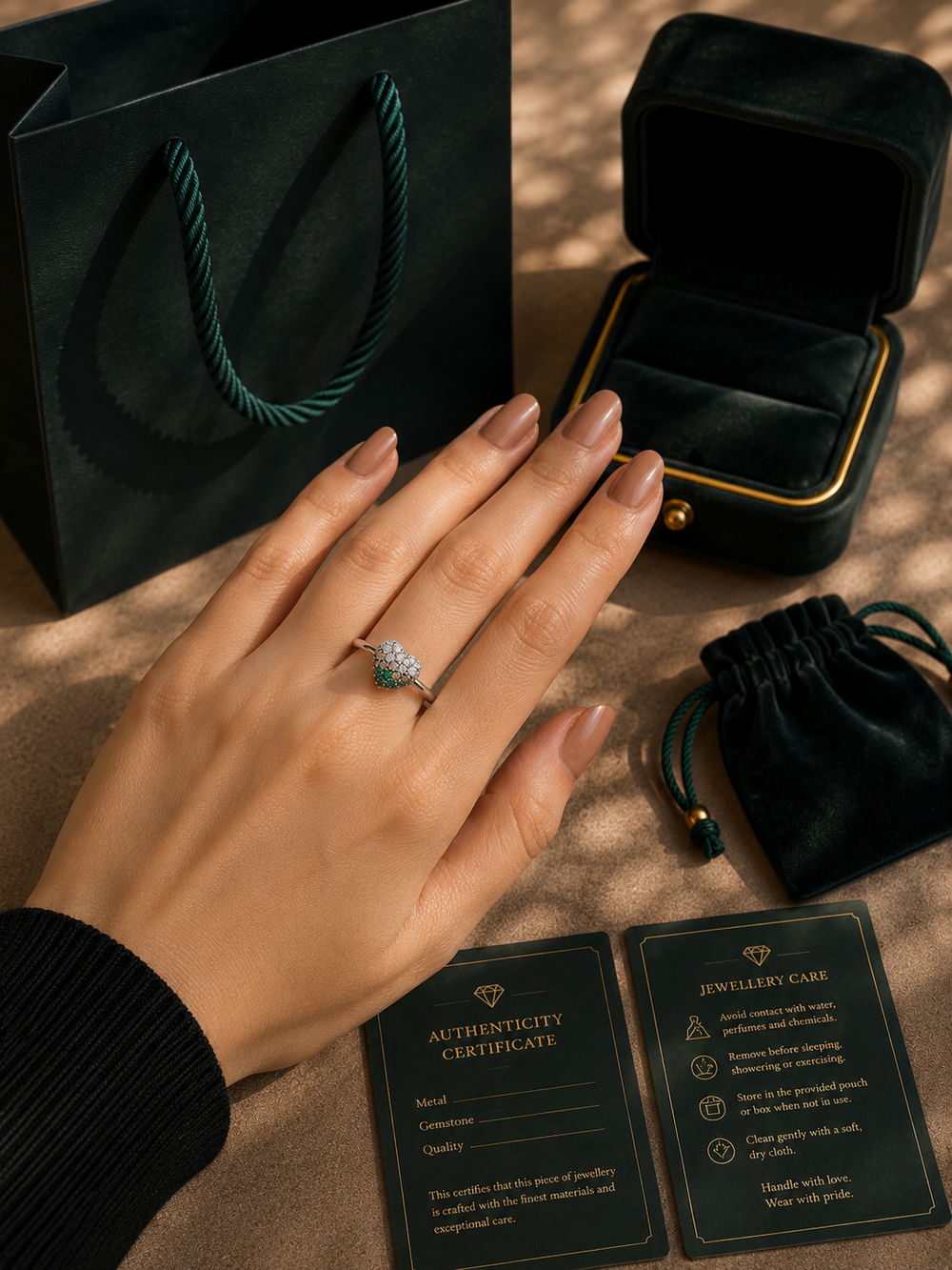 Celeste Heart Solitaire Ring
