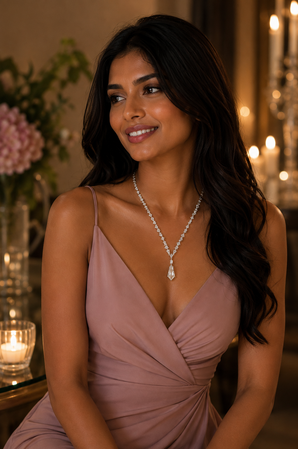 Solara Diamond Drop Pendant Necklace in 14K Gold | Luxury Fine Jewellery