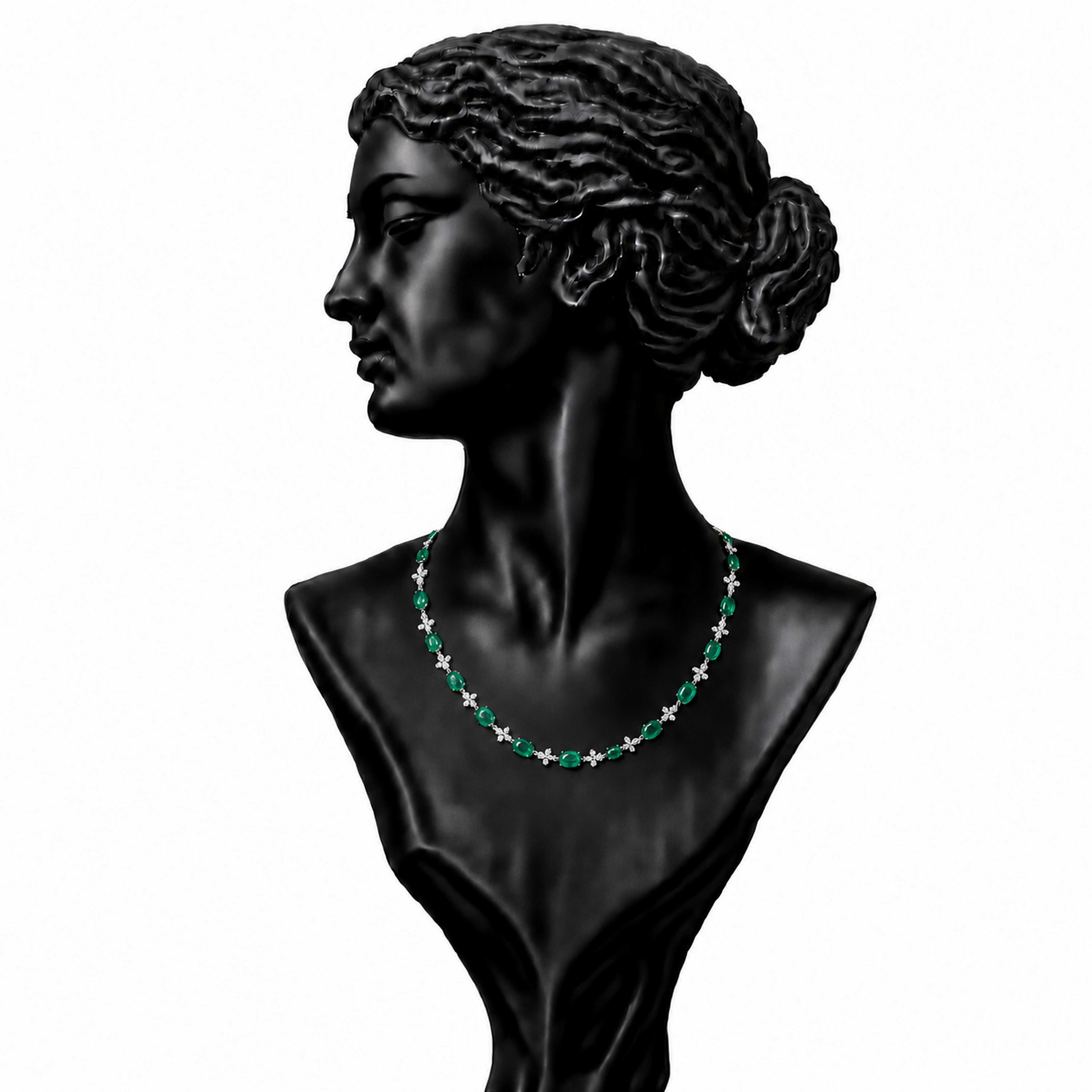 Emerald Charm Diamond Station Necklace in 18K Gold | Luxury Fine Jewellery