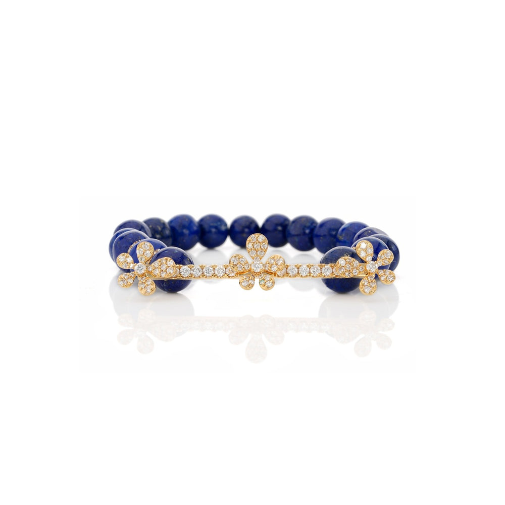 Jasmine Charm Lapis Diamond Bracelet in 18K White Gold